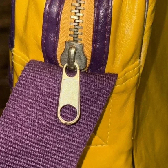 vintage yellow purple shoulder crossbody bag computer messenger bag adjustable - Picture 8 of 15